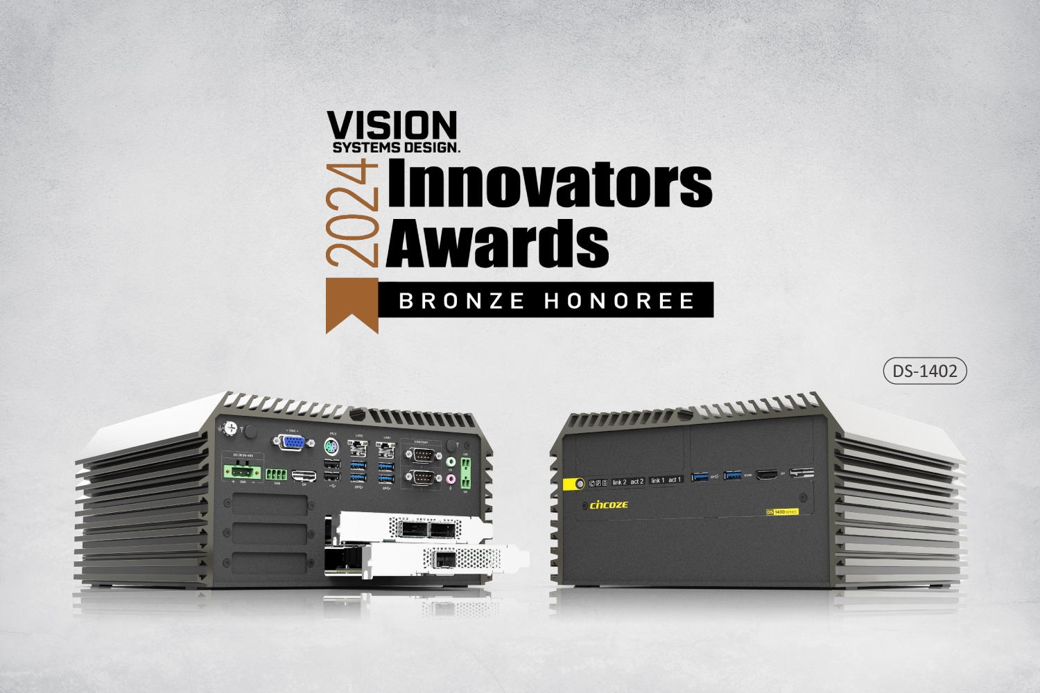 Cincoze gewinnt den Vision Systems Design Innovators Award 2024 für seinen leistungsstarken und robusten Computer (DS-1402) !